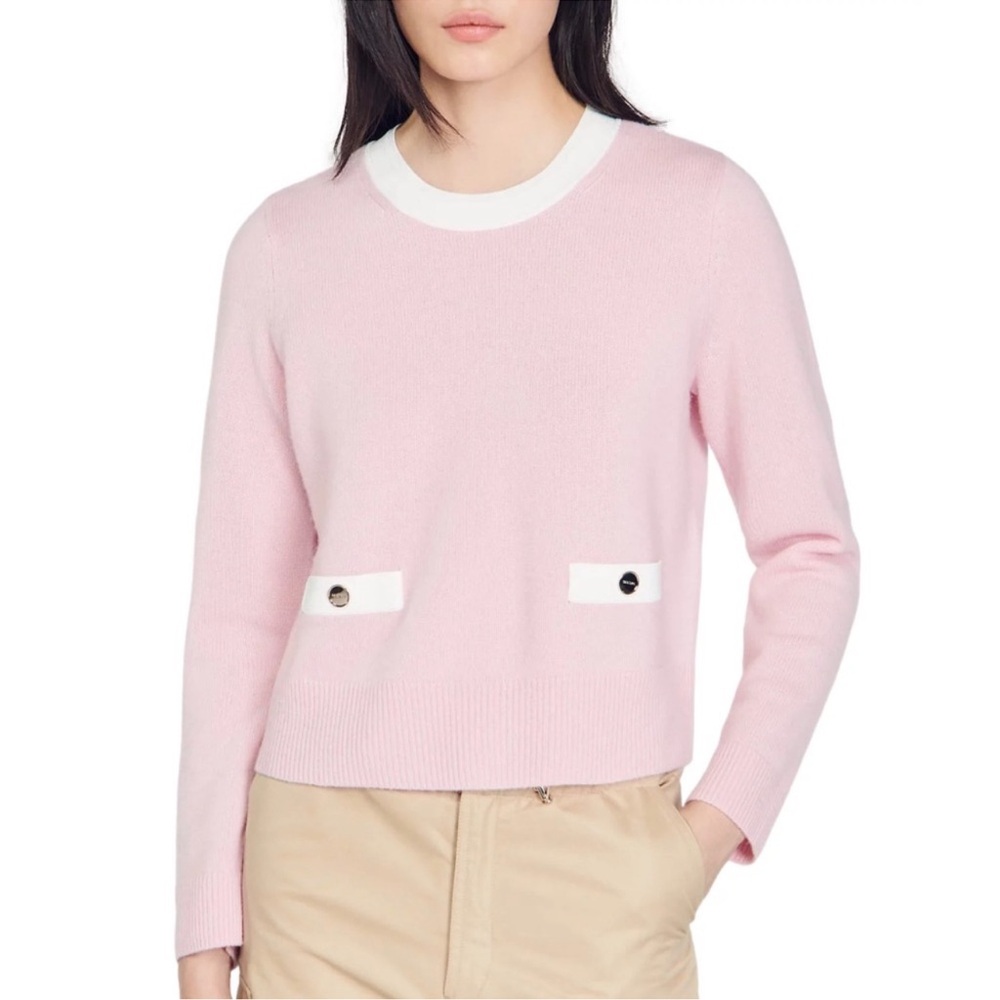 Sandro Pavel Fine Knit Back Button Sweater